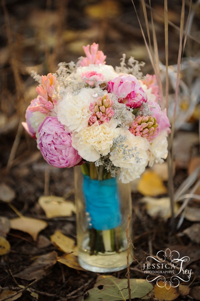 pink, silver, turquoise bouquet