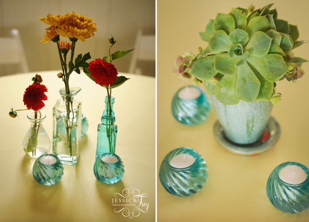 sea glass and succulent wedding center pieces