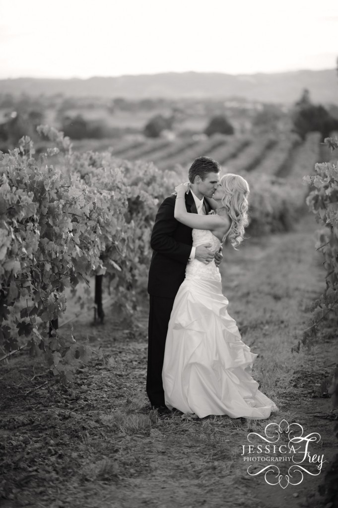 bride and groom at Robert Hall Winery