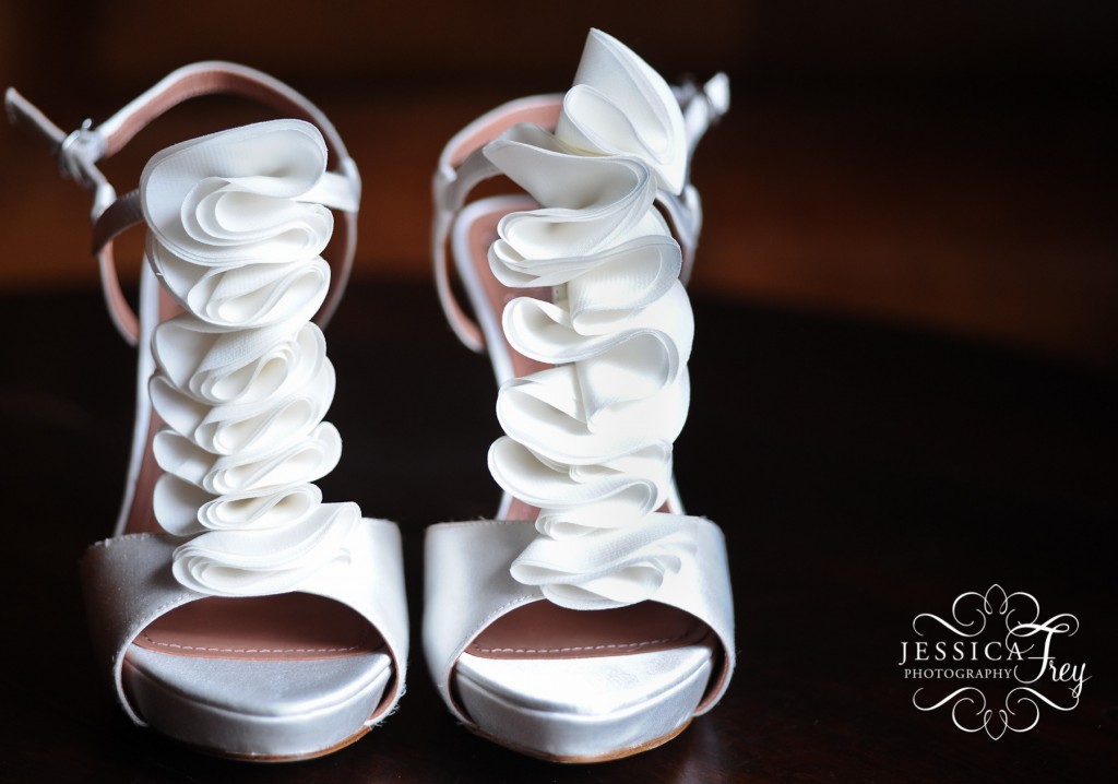 white Badgley Mischka wedding shoes
