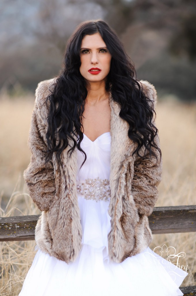 Snow-White-Bridal-Inspiration-09 Sarah Seven wedding dress, Jessica Frey Photography, bride in fur coat
