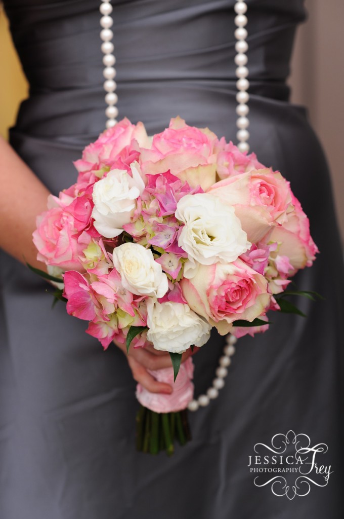grey bridesmaid dress, pink and grey wedding, Jessica Frey Photogrpahy