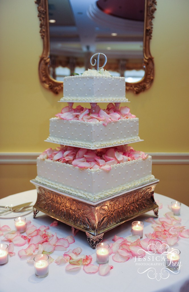 white and pink wedding cake, white cake pink roses