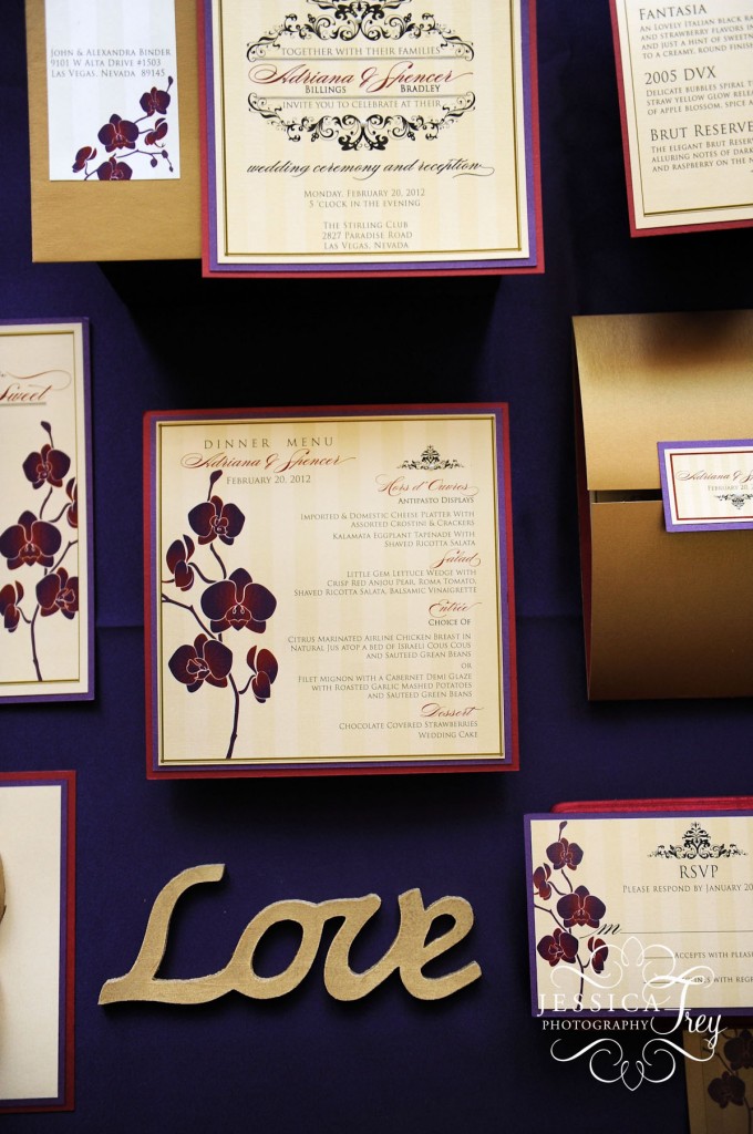 The Stirling Club Las Vegas, Jessica Frey Photography, custom purple wedding invitations