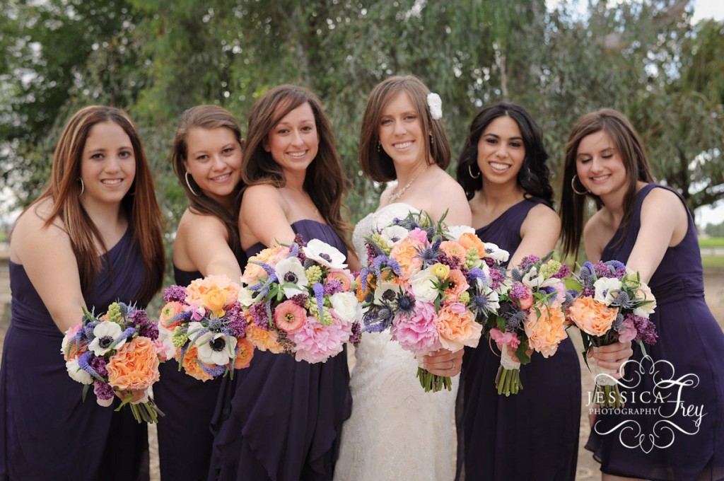 Jessica Frey Wedding Photography , dark purple bridesmaid dresses