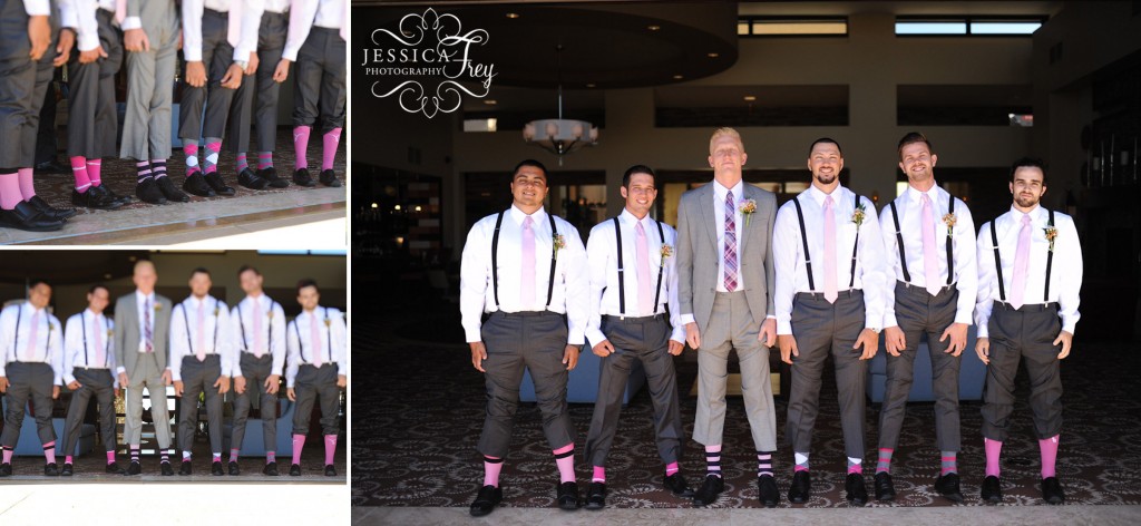 Jessica Frey Photography, groomsmen with pink socks