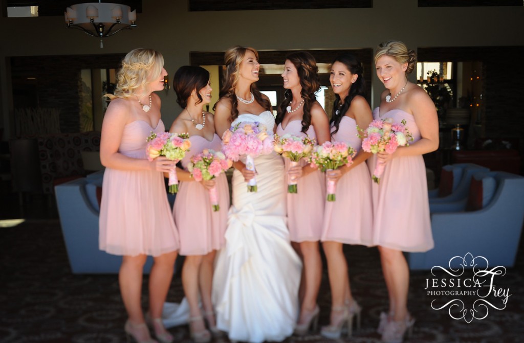 Jessica Frey Photography, short light pink bridesmaid dresses