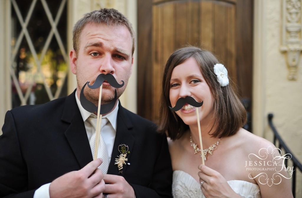 Jessica Frey Photography, bride and groom with mustaches
