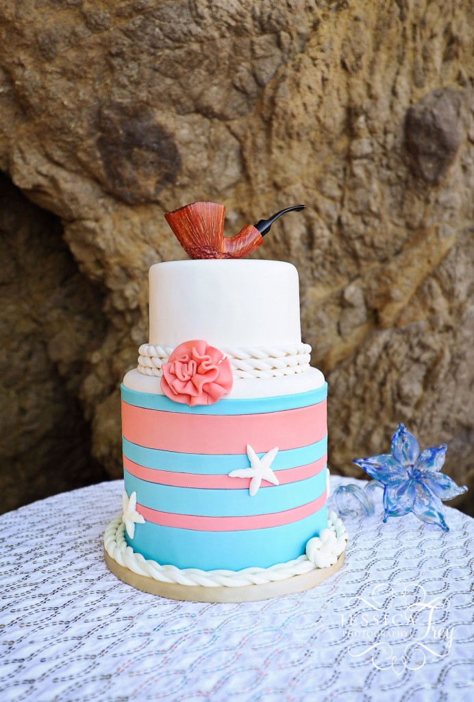 Jessica Frey Photography, Coral & Teal wedding ideas, beach wedding ideas, coral and teal wedding cake