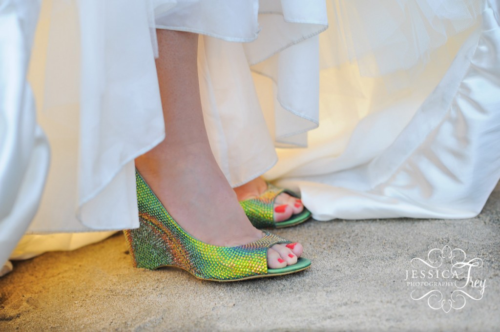 Jessica Frey Photography, Teal & Coral wedding, beach wedding, nautical wedding, princess inspired wedding, Disney wedding, teal green wedding shoes
