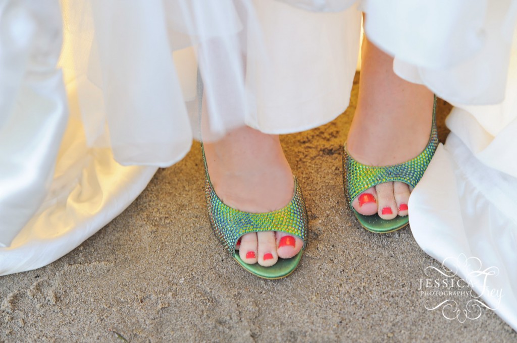 Jessica Frey Photography, Teal & Coral wedding, beach wedding, nautical wedding, princess inspired wedding, Disney wedding, green wedding heels