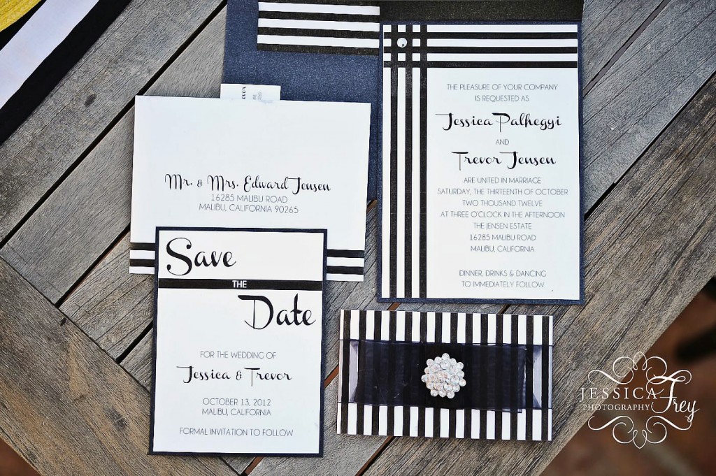 Jessica Frey Photography, Matinae Design Studio custom invitation, black and white invitations,beach wedding, black and white stripe wedding, lemon & succulent wedding