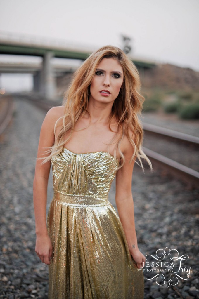 Jessica Frey Photography, Badgley Mischka gold gown, Fashion photo shoot