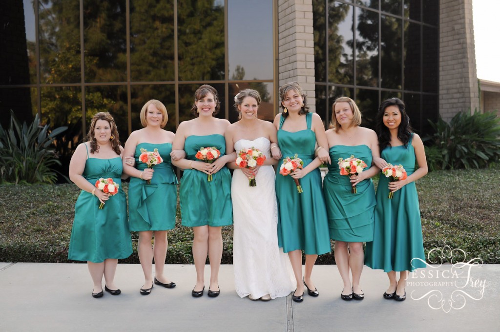 Jessica Frey Photography, Bakersfield Wedding photographer, teal bridesmaid dresses, Austin wedding photographer