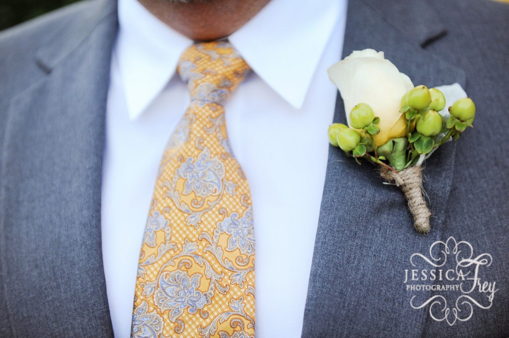 Jessica Frey Photography, white and yellow wedding boutonniere