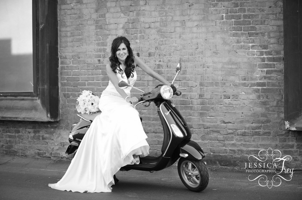 Jessica Frey Photography, bride on Vespa