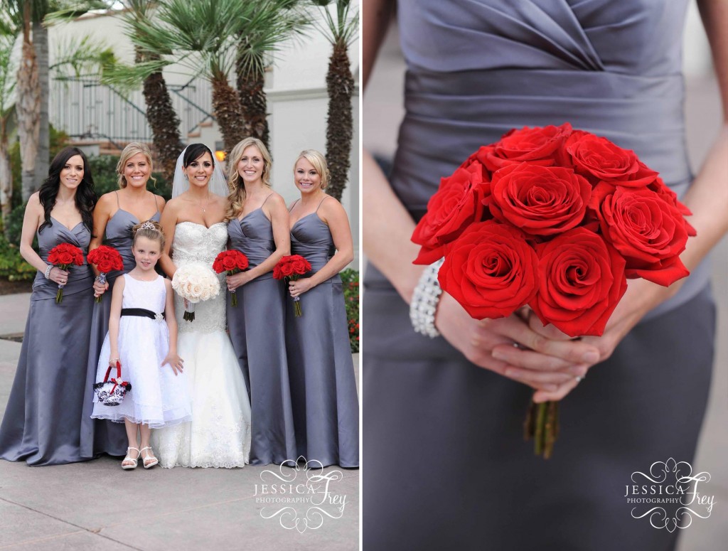 Jessica Frey Photography, Austin Wedding Photographer, grey bridesmaid dress, grey and red bridesmaid dress